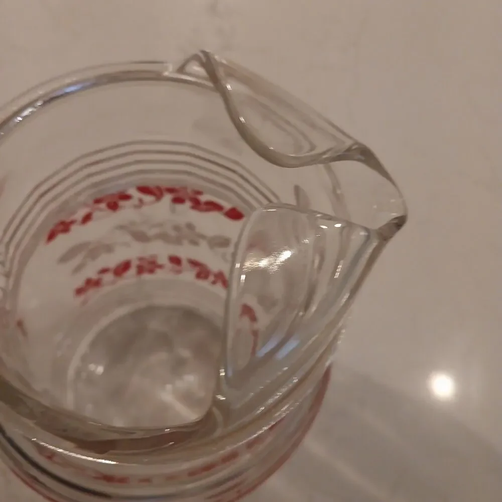 1950s MCM Hazel Atlas Clematis Floral Ribbed Ice Lip Glass Pitcher - Rare!